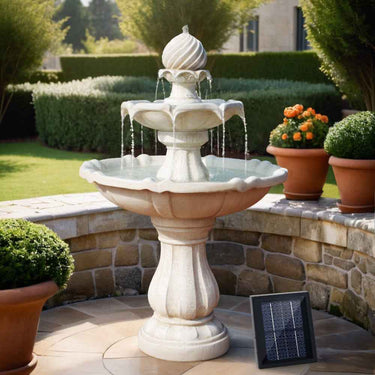 Garden Solar Fountain Water Feature Pump Kit Bird Bath Outdoor Indoor Ivory